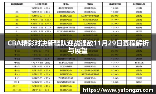 beats365CBA精彩对决新疆队迎战强敌11月29日赛程解析与展望